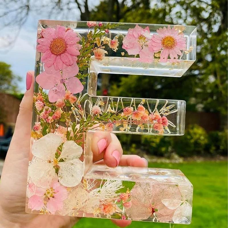 Resin Art Alphabet - Bloemen 26 Letters Nachtlampjes Decoratieve Harslamp
